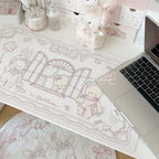 Baby Bunny & Bear Desk Mat | Cute Nursery-Style PU Leather Waterproof Desk Pad for Office & Home