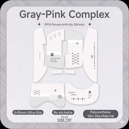 Gray-Pink Complex Mouse Grip Tape | Anti-Slip & Sweat-Absorbent | Arktcat x Soulcat