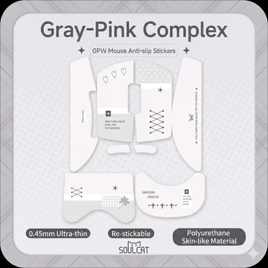Gray-Pink Complex Mouse Grip Tape | Anti-Slip & Sweat-Absorbent | Arktcat x Soulcat