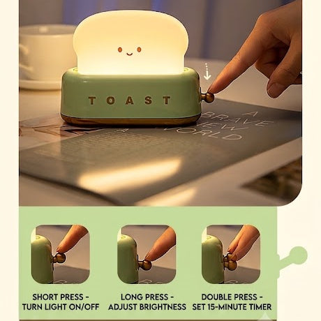 Toast Emotion Lamp – Retro Toaster Dimmable Night Light, USB-C Rechargeable for Bedside & Desk