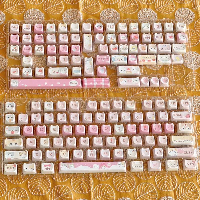 Meow Meow Squad Keycap Set – MAO Profile, 141 Keys, 5-Side Dye-Sublimated PBT