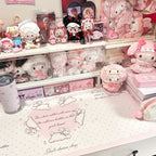 Snow Bunny Heart Desk Mat | Cute Polka Dot PU Leather Waterproof Desk Pad for Office & Home