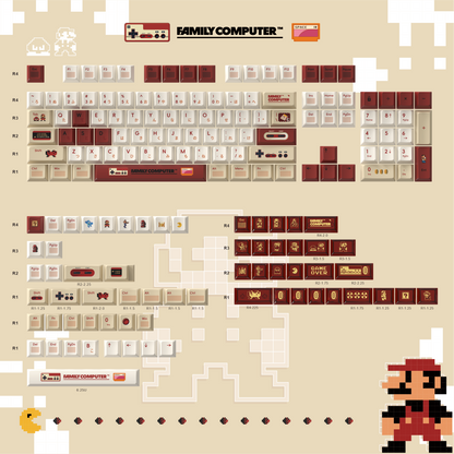 Side View of MAO Profile Red-White Retro Keycap Set with Artisan Details