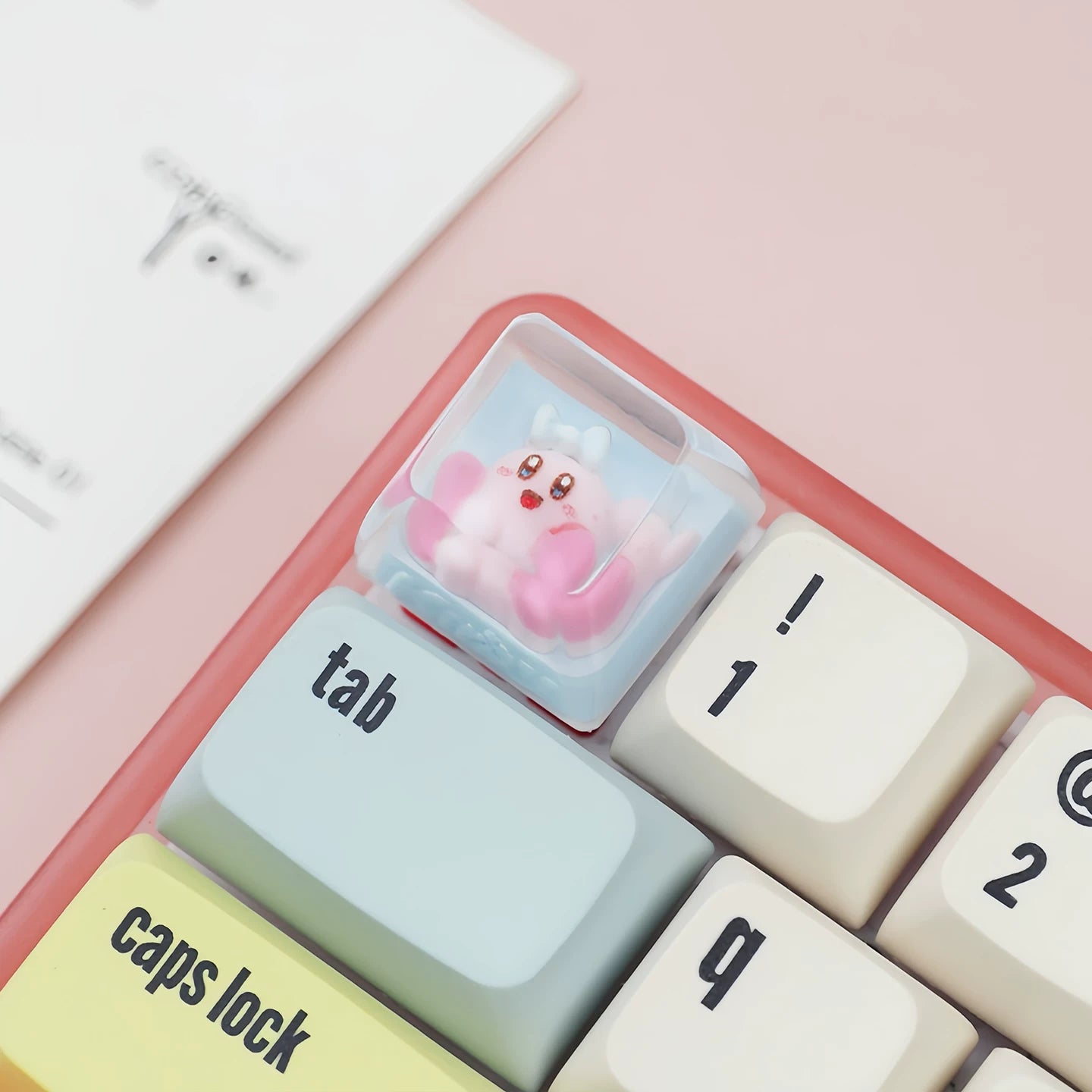 Pink Cat Resin Keycap – Handmade Kawaii Artisan Keycap, Fits ESC Key
