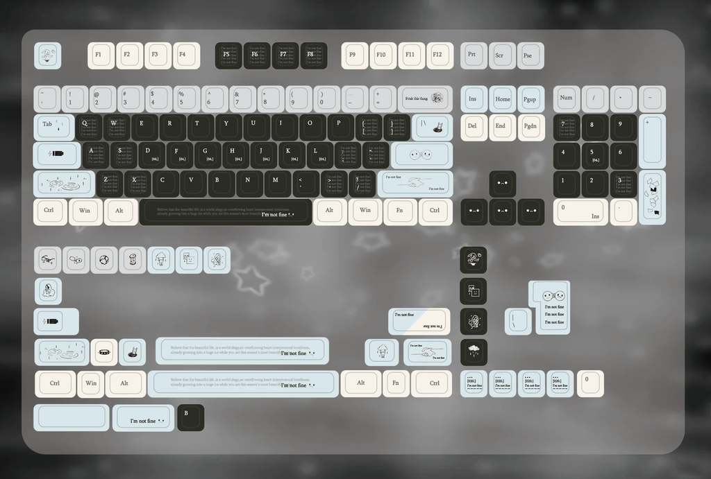 Solitude Black&Blue Keycap Set – Cherry Profile Dye-Sub PBT Custom Keycaps | Doki Lab