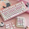"Close-up of MAO profile cat-themed PBT keycaps"