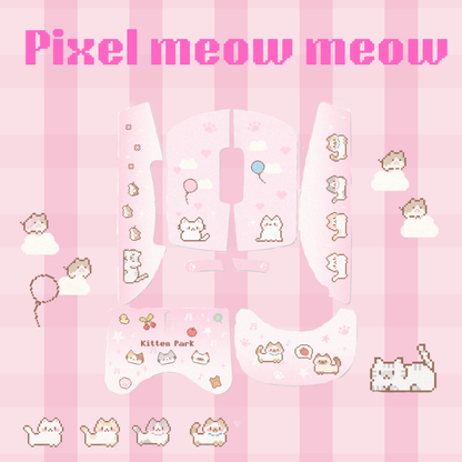 贴）pixel meow meow mouse grip tape 2025 pink anti-slip sweat-absorbing skin-friendly sticker for gpw 2/3 kawaii cat