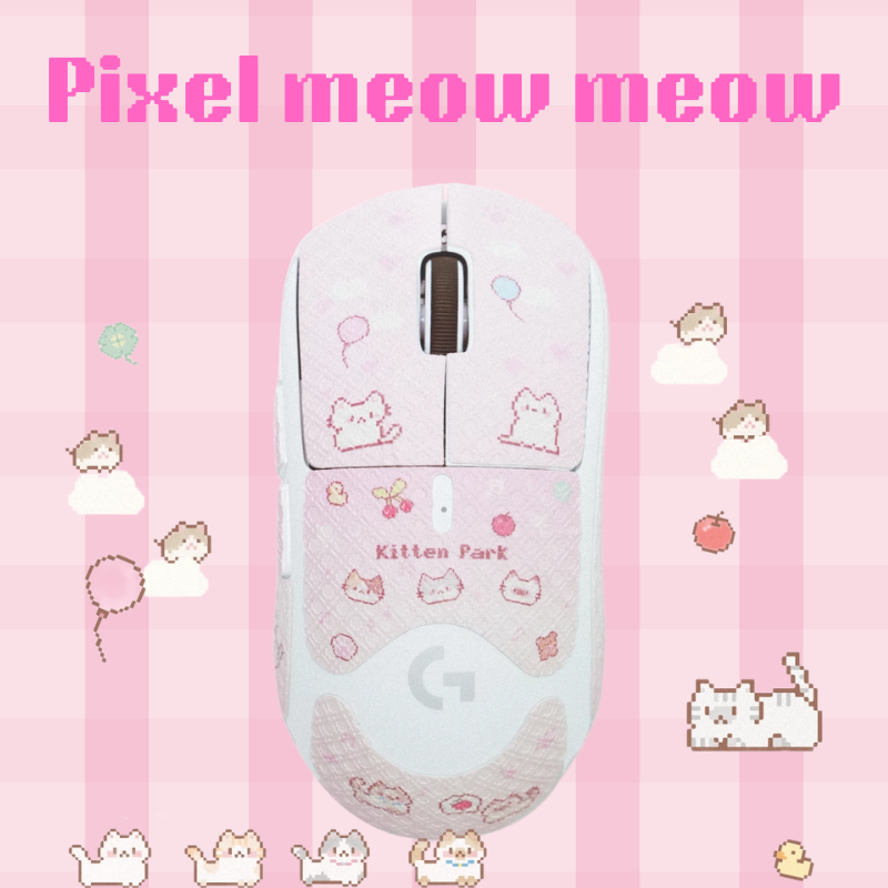 贴）pixel meow meow mouse grip tape 2025 pink anti-slip sweat-absorbing skin-friendly sticker for gpw 2/3 kawaii cat