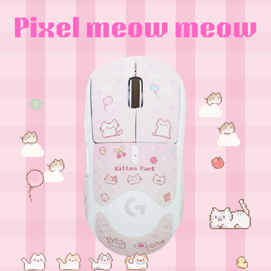贴）pixel meow meow mouse grip tape 2025 pink anti-slip sweat-absorbing skin-friendly sticker for gpw 2/3 kawaii cat