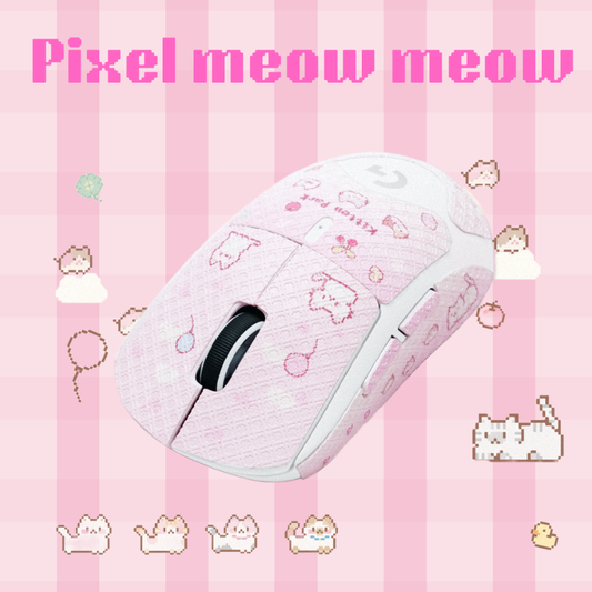 贴）pixel meow meow mouse grip tape 2025 pink anti-slip sweat-absorbing skin-friendly sticker for gpw 2/3 kawaii cat