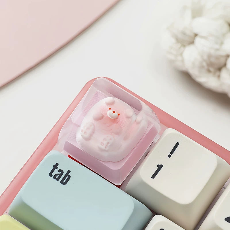 Pink Cat Resin Keycap – Handmade Kawaii Artisan Keycap, Fits ESC Key