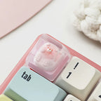 Pink Cat Resin Keycap – Handmade Kawaii Artisan Keycap, Fits ESC Key