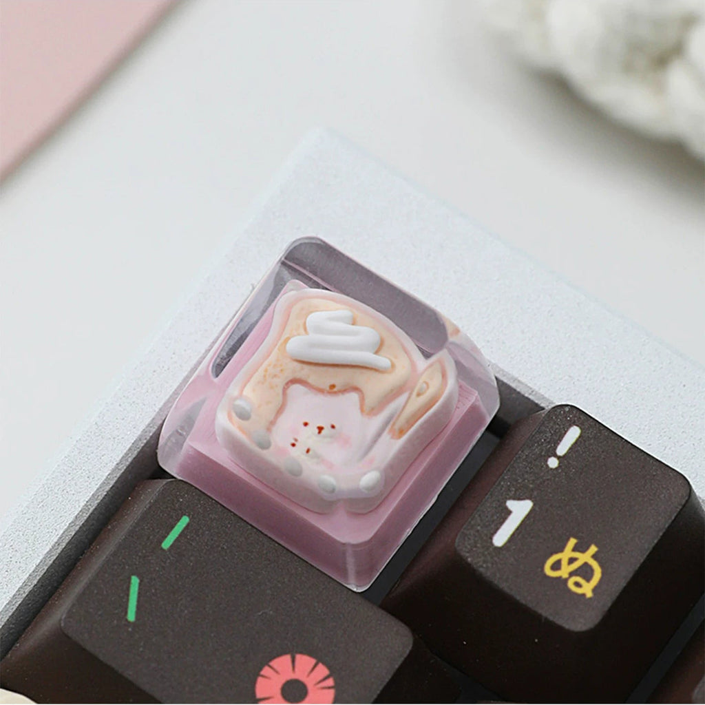 Pink Cat Resin Keycap – Handmade Kawaii Artisan Keycap, Fits ESC Key