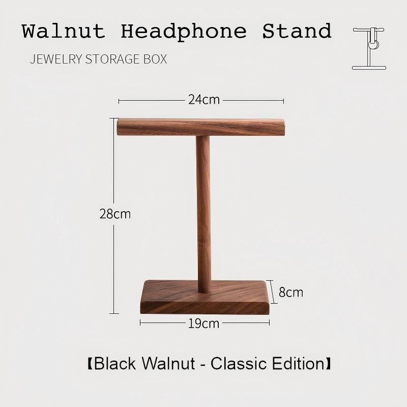 Close-up of walnut headphone stand base and smooth finish