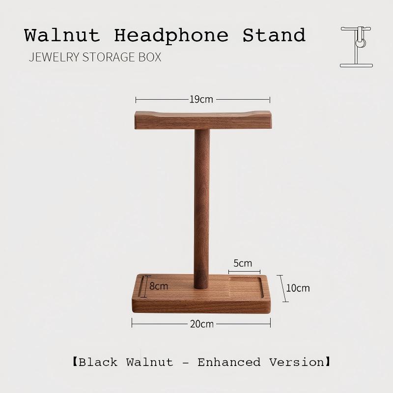 Close-up of walnut headphone stand base and smooth finish