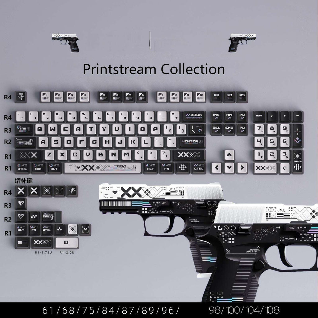 CS-Inspired Printstream Collection Keycaps – PBT Dye-Sublimated, Clean Aesthetic