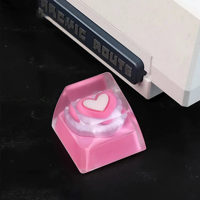 Pink Cat Resin Keycap – Handmade Kawaii Artisan Keycap, Fits ESC Key