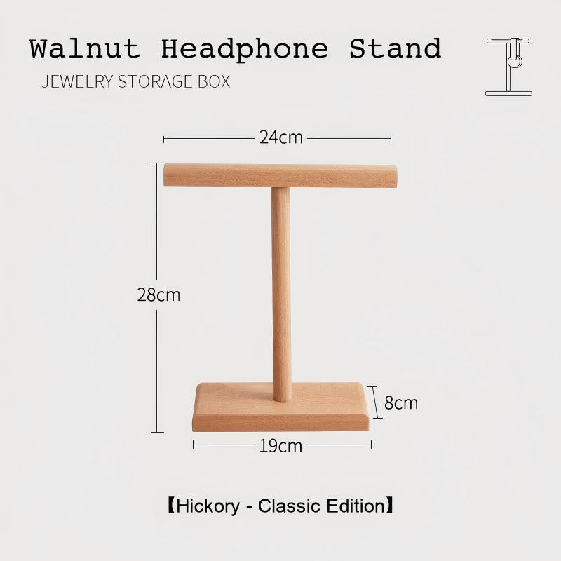 Close-up of walnut headphone stand base and smooth finish