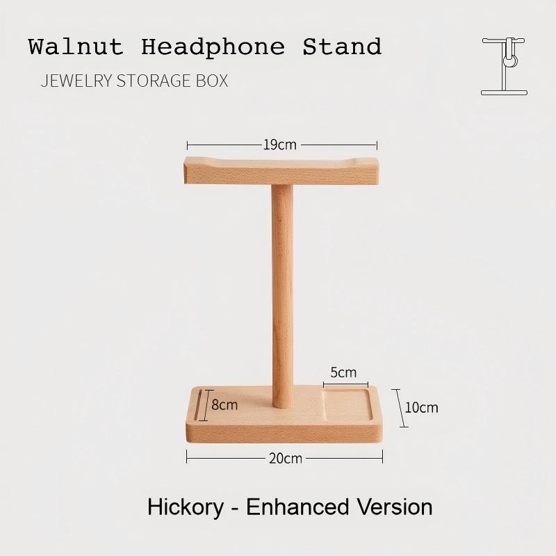 Close-up of walnut headphone stand base and smooth finish