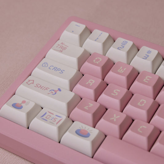 prize claw keycaps 2026 original profile PBT side-printed shine-through full set arcade claw machine cute pink