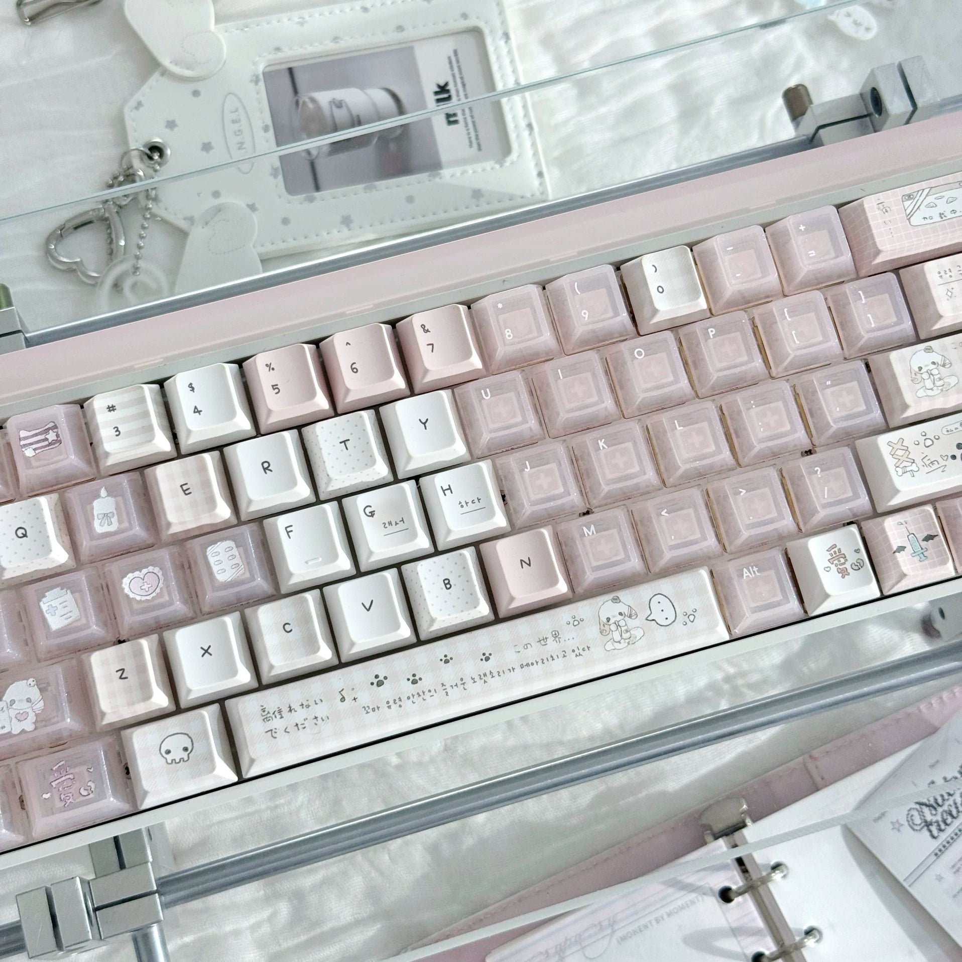 Somnambulism Kawaii Pink & White PBT Keycap Set - 131 keys | ARKTCAT