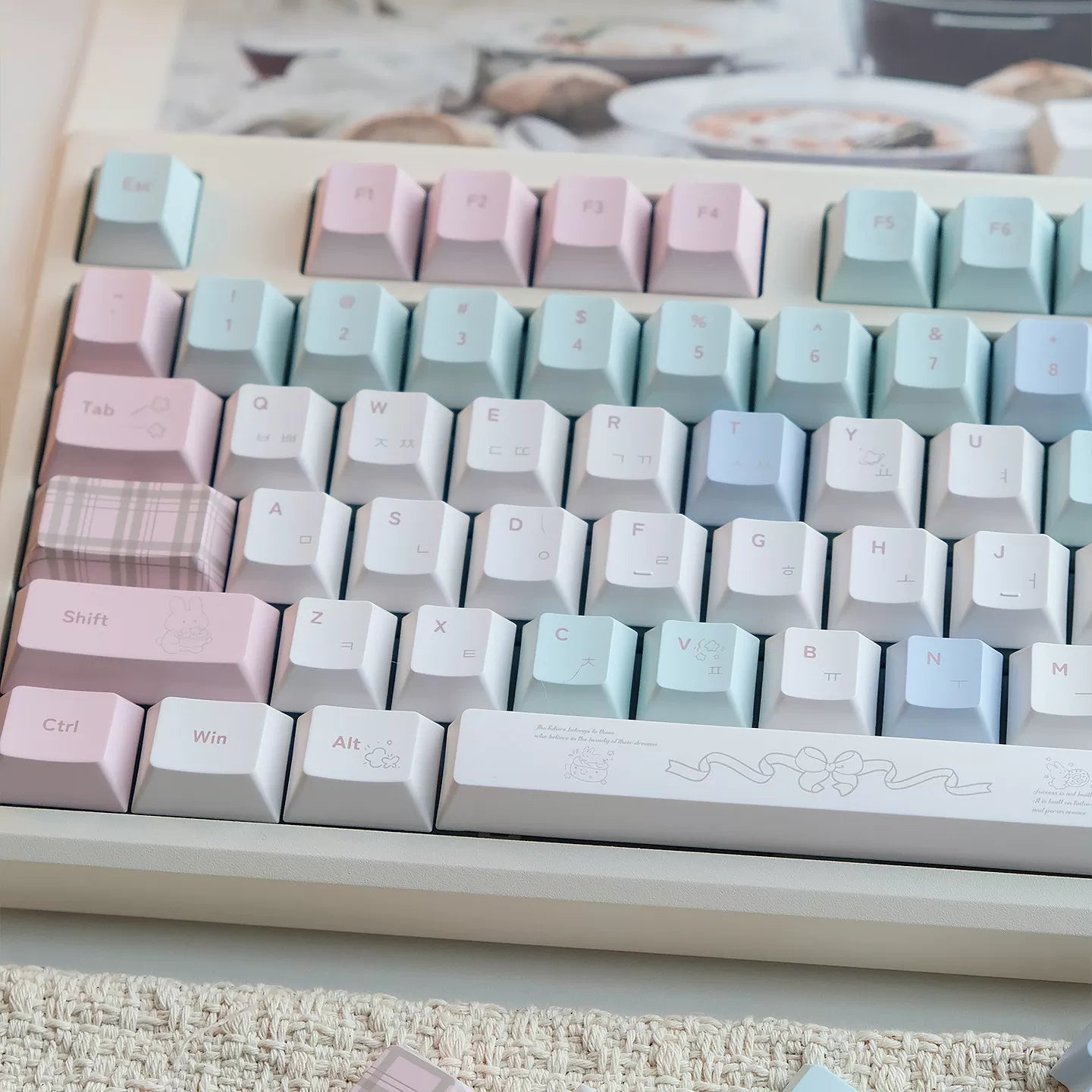 Cheese Bunny Keycap Set | Pastel Bunny Cartoon PBT Keycaps
