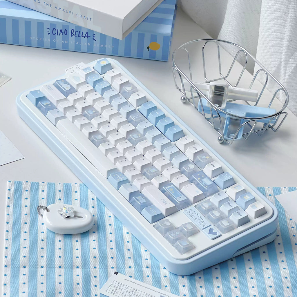 STARLIGHT MINIMALIST BLUE & WHITE PBT+PC KEYCAP SET - CHERRY PROFILE | DOKI LAB