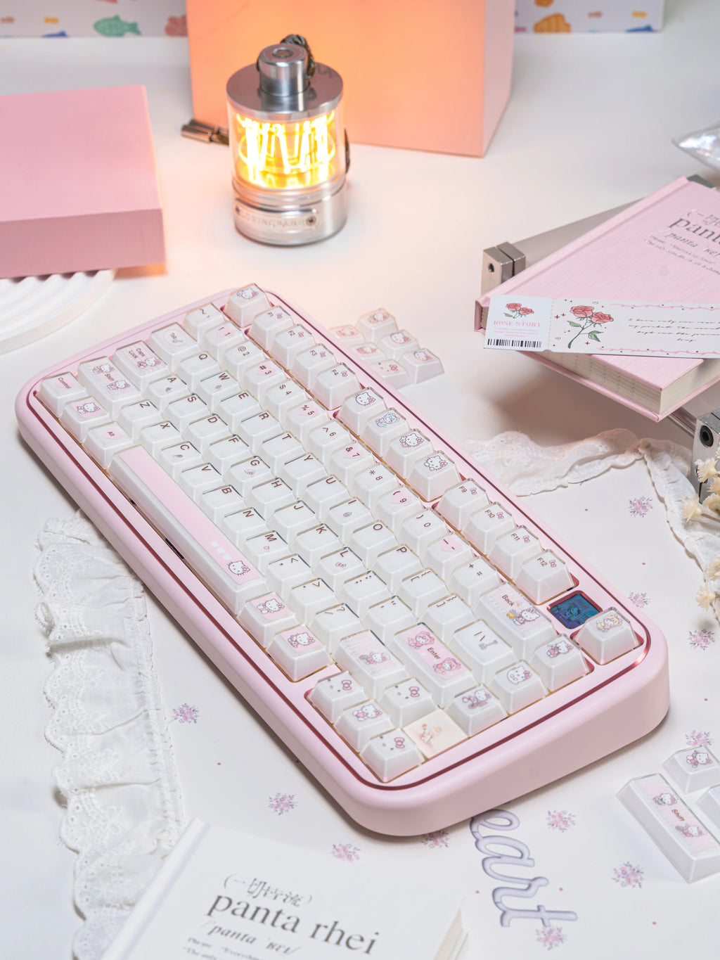 Pink Kitty Cat Cute Transparent Jelly Keycaps | Keyria Labs