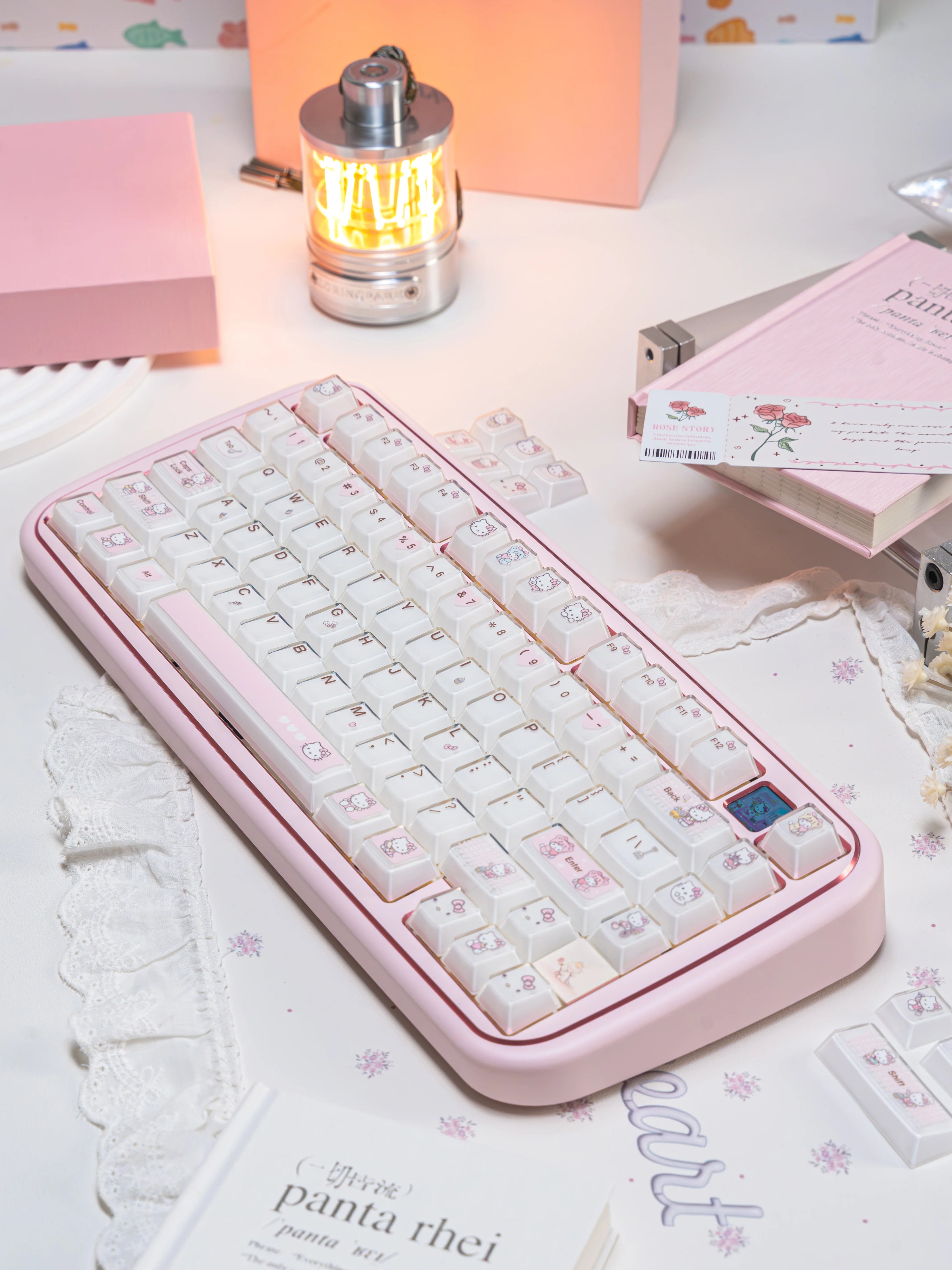 Pink Kitty Cat Cute Transparent Jelly Keycaps | Keyria Labs