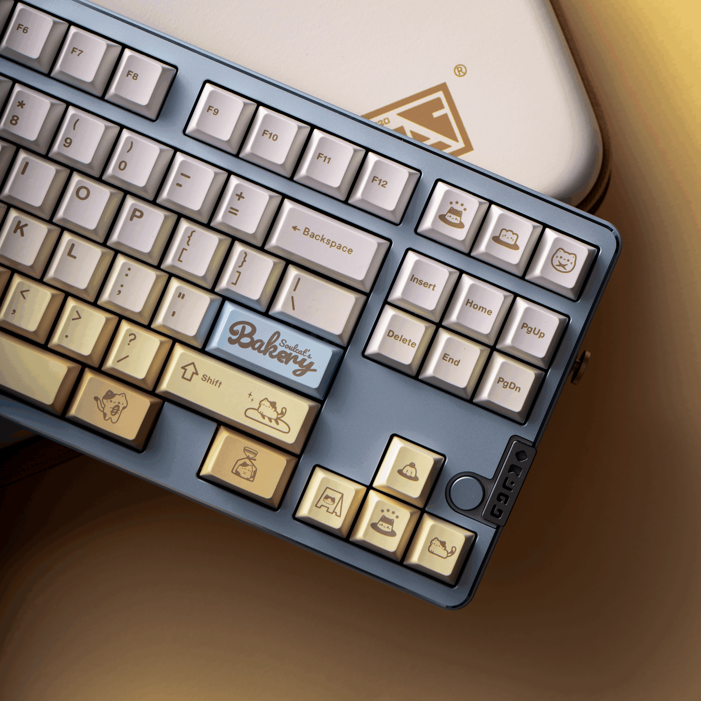 kawaii cozy desk setup soulcats bakery keycaps cloud puff wrist rest latte aesthetic baking cat 2025