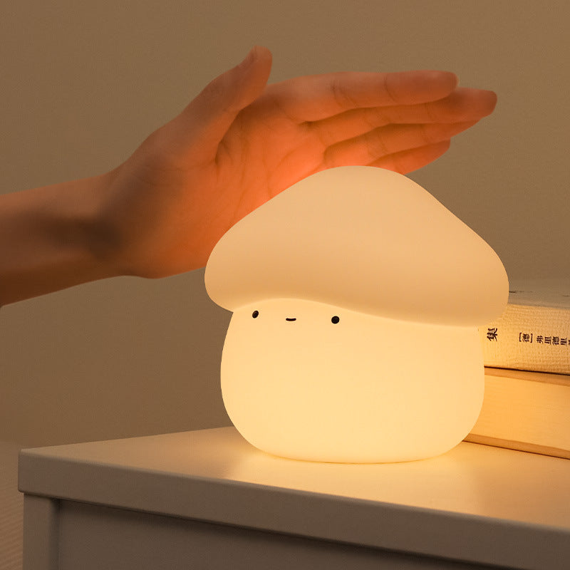 Mushroom Silicone Night Light – Touch Control Warm LED Lamp for Bedside & Desk