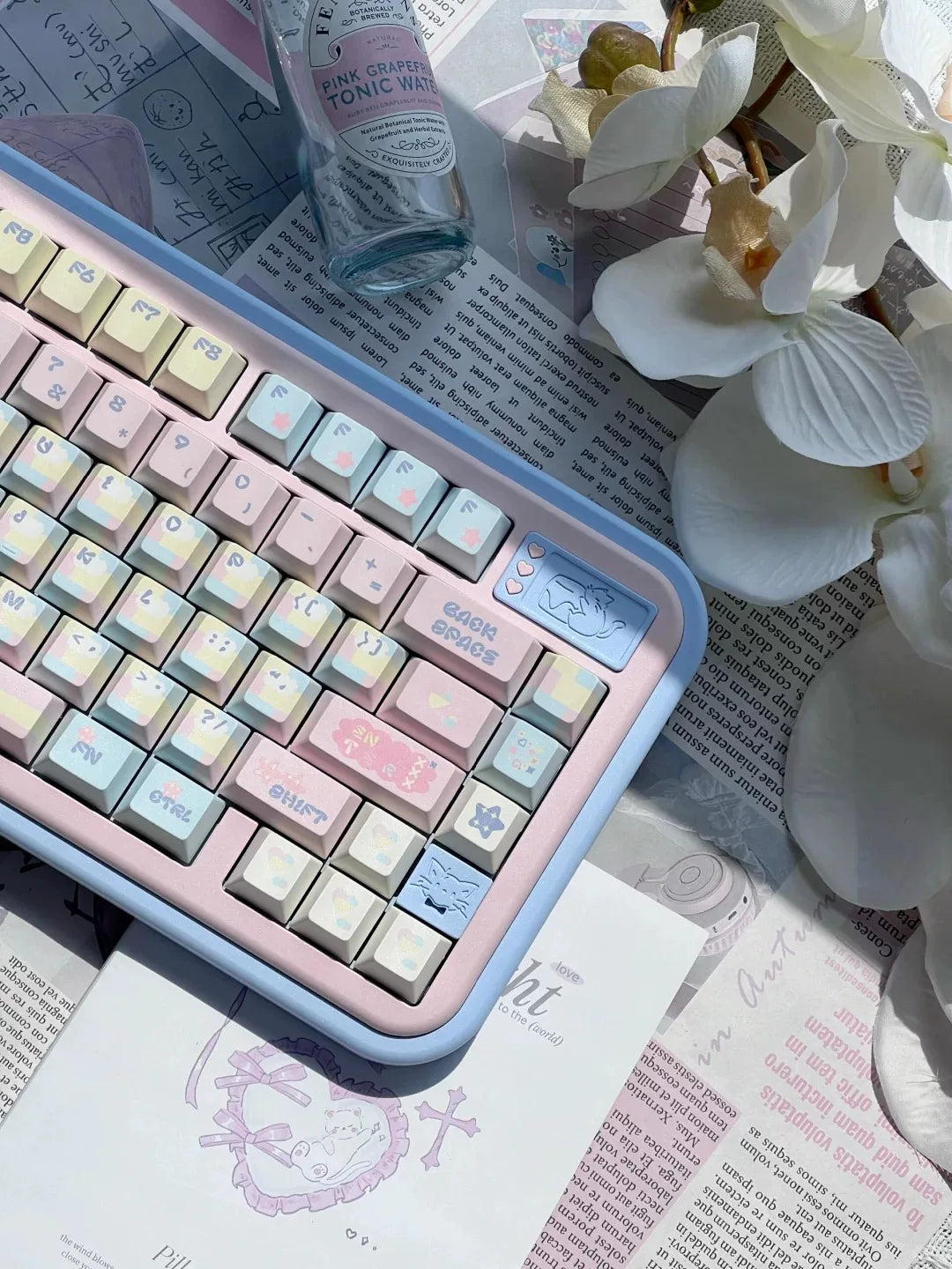 Patchwork Milk Candy Keycap Set 🌸🍬- PBT Dye-Sub Kawaii Set | Keyria Labs