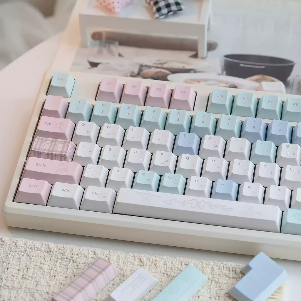 Cheese Bunny Keycap Set | Pastel Bunny Cartoon PBT Keycaps