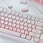 Pink Foundation Jelly Cat Ear Keycap Set – 119-Key Double-Shot ABS & Translucent PC Cute Keycaps (MAO Profile)
