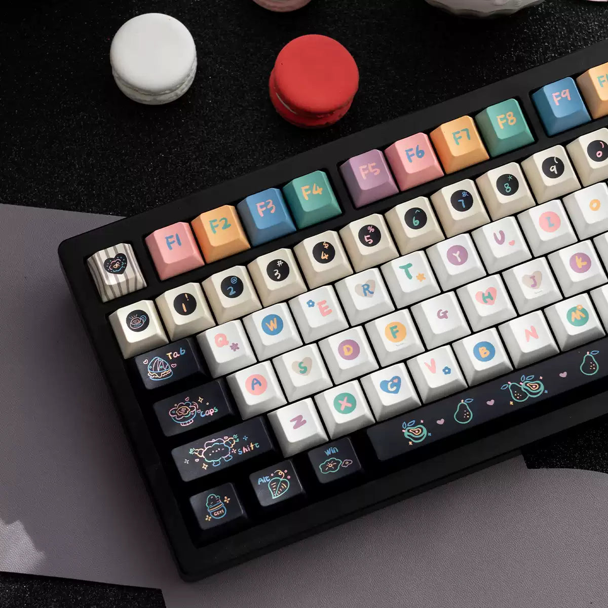 Sweet Cheese Pastry Keycaps Set – 152 Keys Rainbow Pastel PBT Dye-Sub, OEM Profile