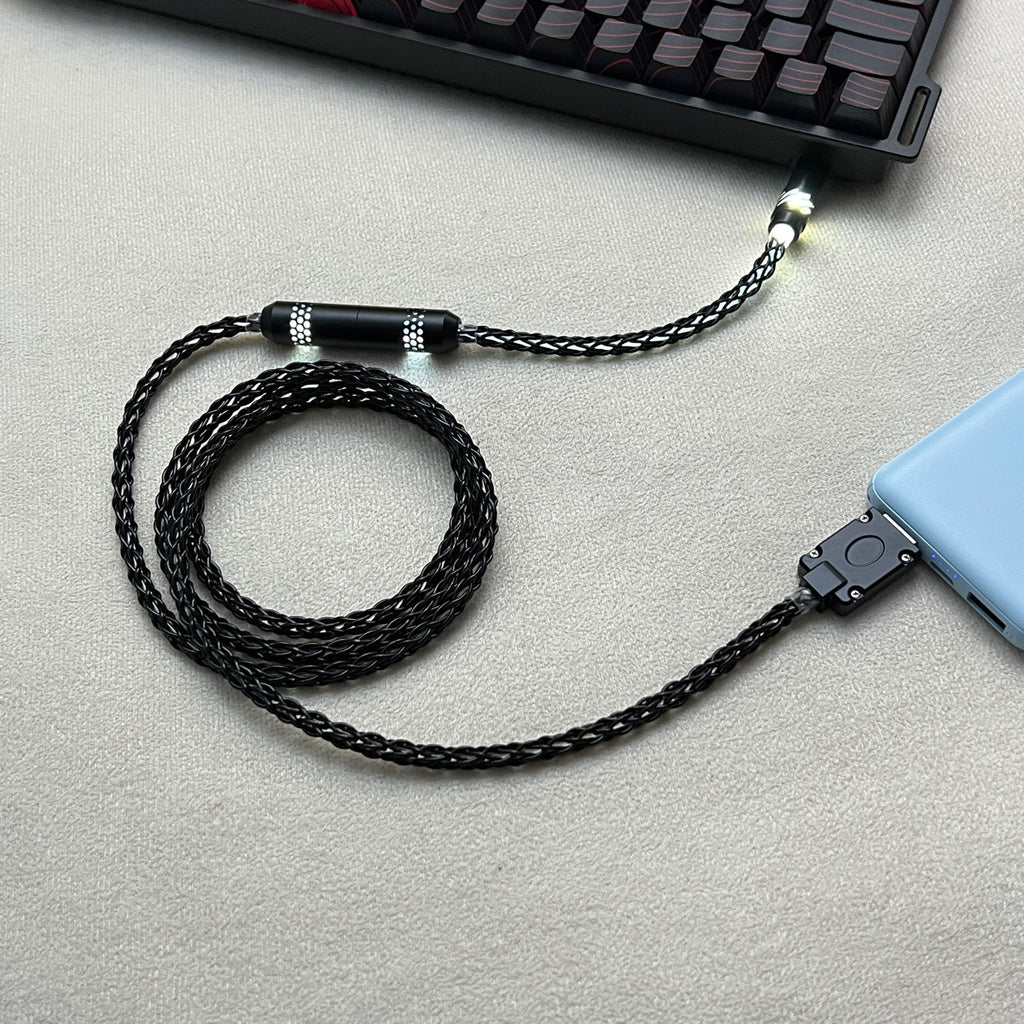 Honeycomb Mesh Luminous 8K OCC Copper Keyboard Cable | 8-Strand Hand-Braided Custom Type-C Cable