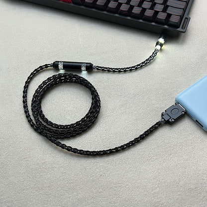 Honeycomb Mesh Luminous 8K OCC Copper Keyboard Cable | 8-Strand Hand-Braided Custom Type-C Cable