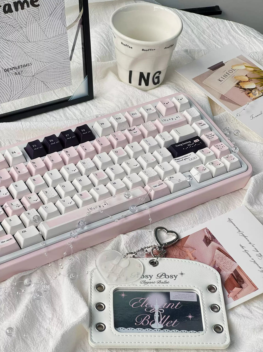 Utopia Pink & Black Keycap Set – Cherry Profile Dye-Sub PBT Custom Keycaps for Mechanical & Magnetic Switches| Doki Lab