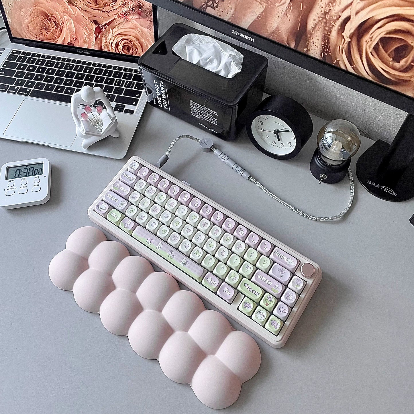 mini cloud puff wrist rest set kawaii memory foam keyboard palm rest mouse pad 65% mechanical keyboard 2025
