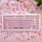 Electronic Cat Keycap Set | MAO Profile Transparent Pink PC Keycaps