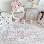 Strawberry Tea Party Desk Mat | Kawaii Lace Mouse Pad PU Leather Waterproof Extra Large Desk Pad for Office & Home