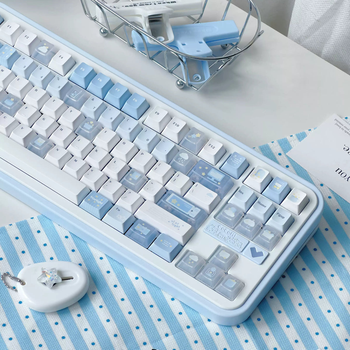 STARLIGHT MINIMALIST BLUE & WHITE PBT+PC KEYCAP SET - CHERRY PROFILE | DOKI LAB