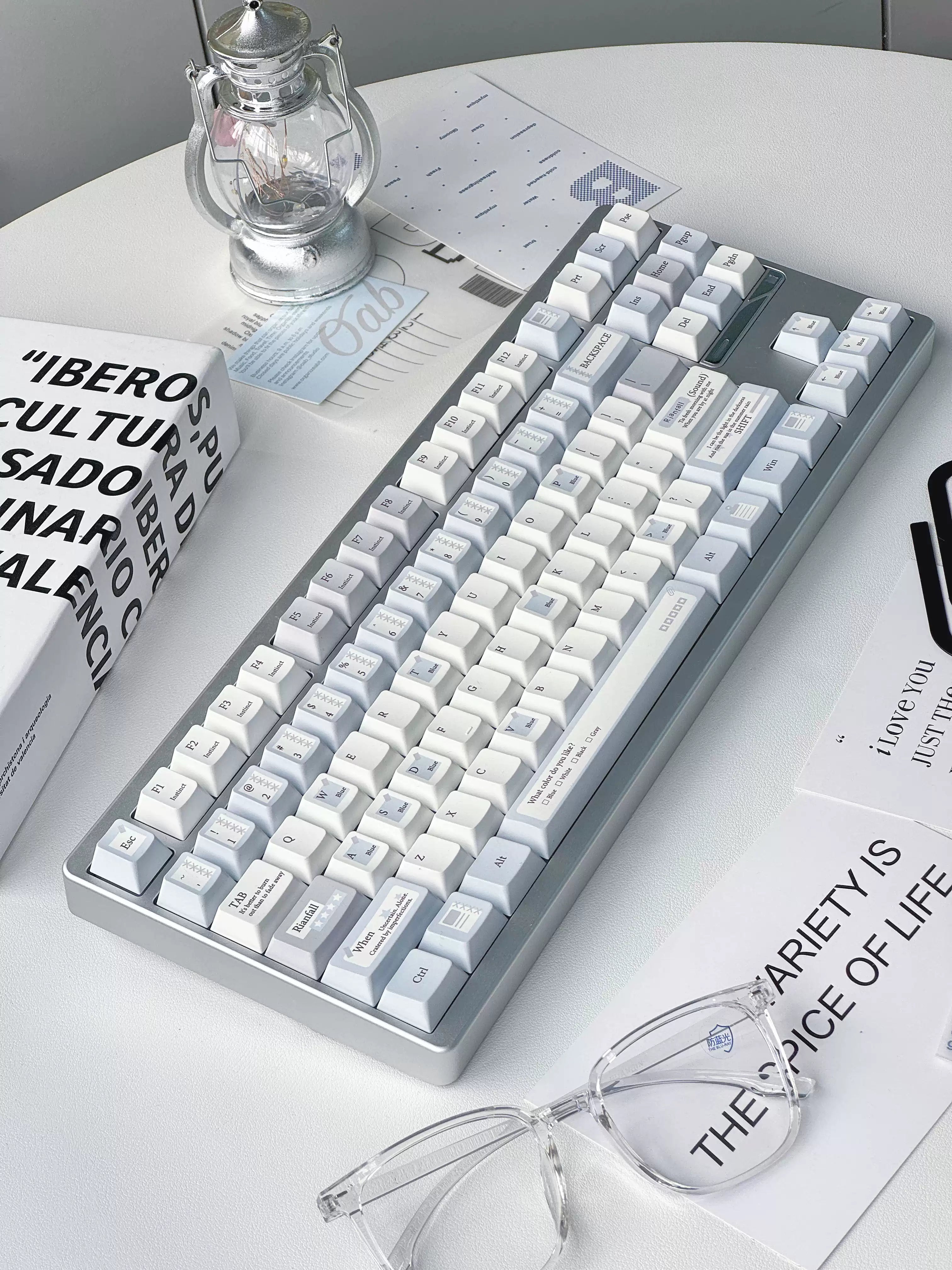 Traces of Blue Keycap Set – Cherry Profile Dye-Sub PBT Custom Keycaps | Doki Lab