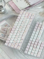 Pink Bunny Chef Keycap Set | Cute Pastel Pink PBT Cherry Profile Keycaps | 131 Keys