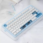 Star Whisper Keycaps Set – Milky White PBT + Translucent PC Constellation Accents, OEM Profile