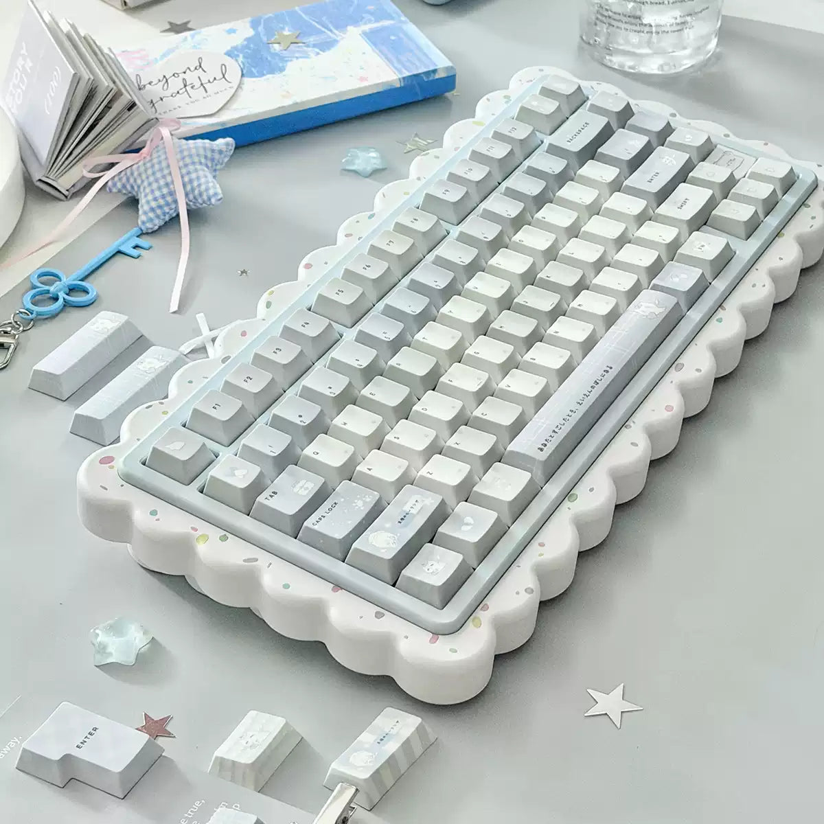 Aqua Angel Nurse Cat Keycap Set