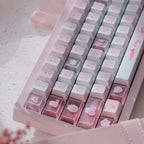 Kawaii Hello Kitty Pastel Pink Keycap Set – PBT Dye-Sublimation & Translucent Frosted PC Novelties (Cherry Profile)