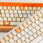 Tangelo Mochi Keycap Set | PBT Dye-Sub Orange Cream Gingham Cute Animal Keycaps | Arktcat x U're