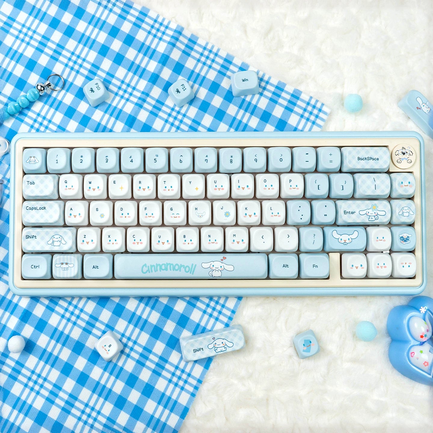 Cinnamoroll Cute Blue Keycap Set – PBT Dye-Sublimation Keycaps for Mechanical Keyboards (MOA & Cherry Profiles)