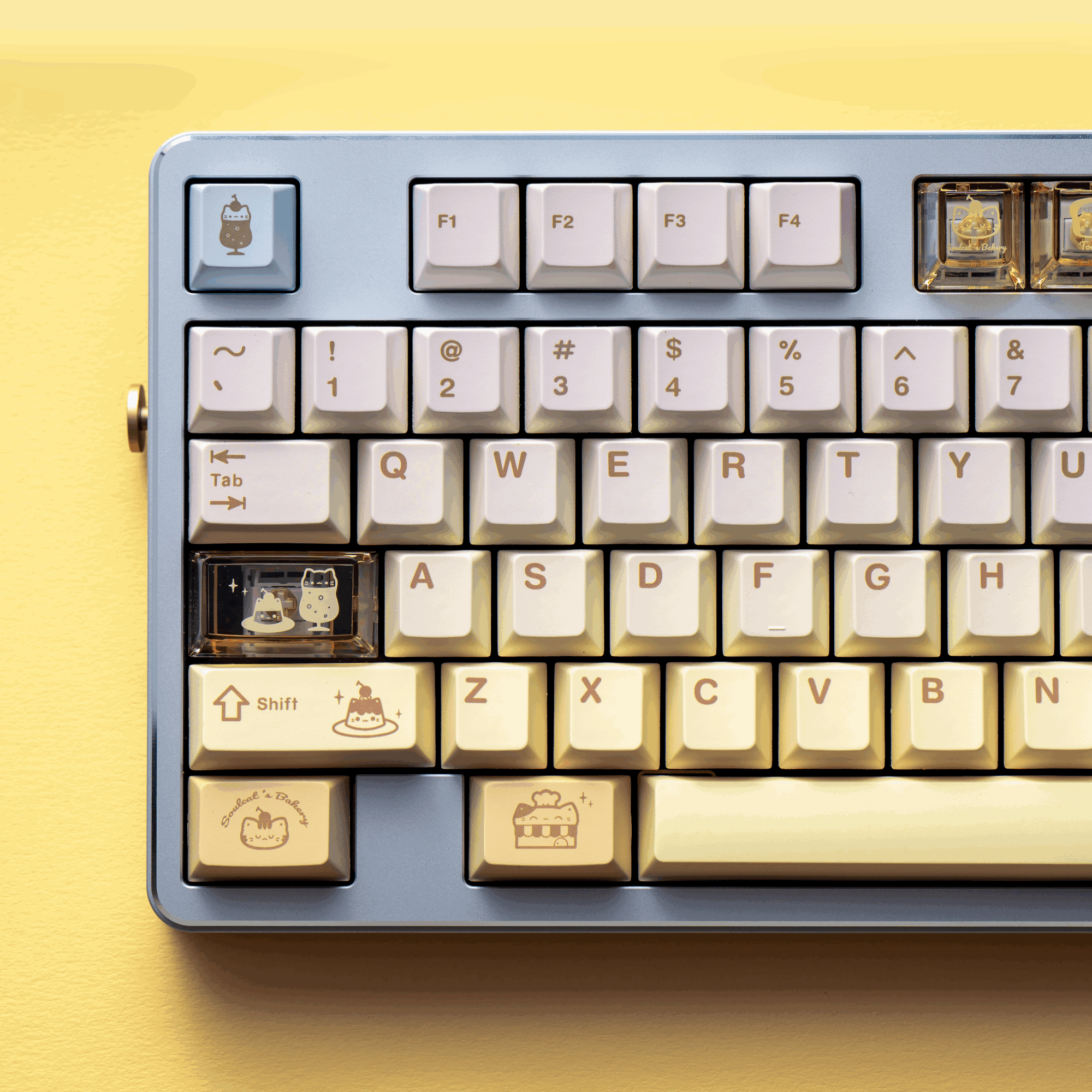 soulcats bakery keycaps 2025 pbt pc transparent dye-sub full set kawaii baking cat croissant oven 140 keys